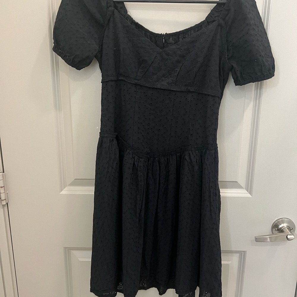 SHEIN Elegant Black Puff Sleeve Mini Dress